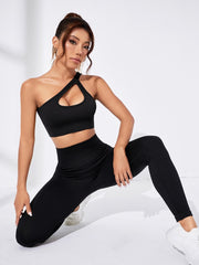 Seamless Cut Out One Shoulder Sports Set