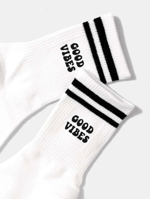 Slogan Striped ,Slogan Graphic Socks