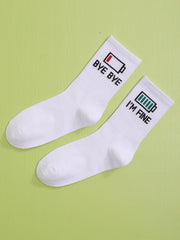 Slogan graphic socks