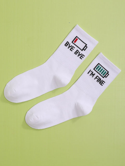 Slogan graphic socks