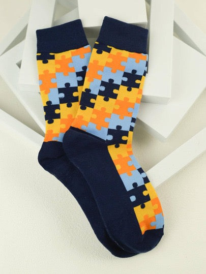 Men Puzzle Socks