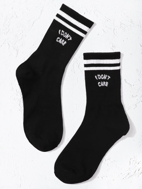 Striped,Slogan Graphic Socks